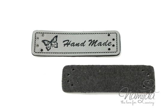 1 Stück - HANDMADE LABEL SCHMETTERING - SILBER - 15x50 mm