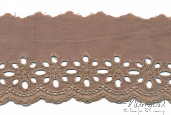 ♥1 Mtr. Wäschespitze - XXL Blütentraum 8cm - TAUPE ♥