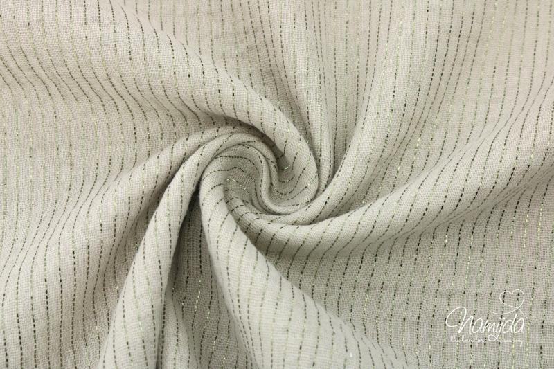 0,5 MTR. ♥ Lurex Stripes MuSSELIN - SAND - DouBLE GAUZE ♥