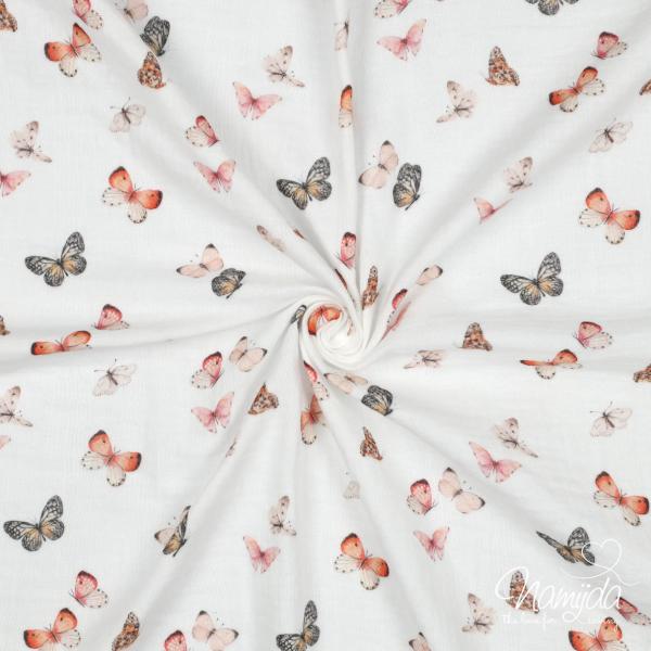 0,5 MTR. ♥ MUSSELIN PASTELL BUTTERFLYS SCHMETTERLINGE ♥