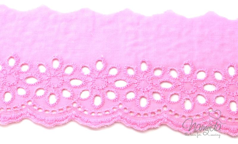 ♥1 Mtr. Wäschespitze - XXL Blütentraum 8cm - ROSA ♥