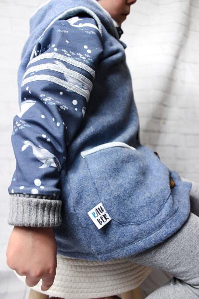 0,5 MTR. ♥ BIO Doubelface Baumwollfleece JEANS MELANGE - 100% Baumwolle ♥