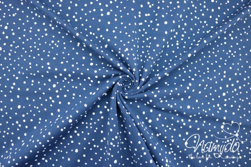 0,5 MTR. ♥ Jersey Different Dots JEANS/ WeiSS - Punktejersey ♥