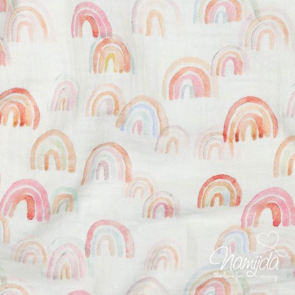 0,5 MTR. ♥ MUSSELIN PASTELL RAINBOW LOVE  ♥