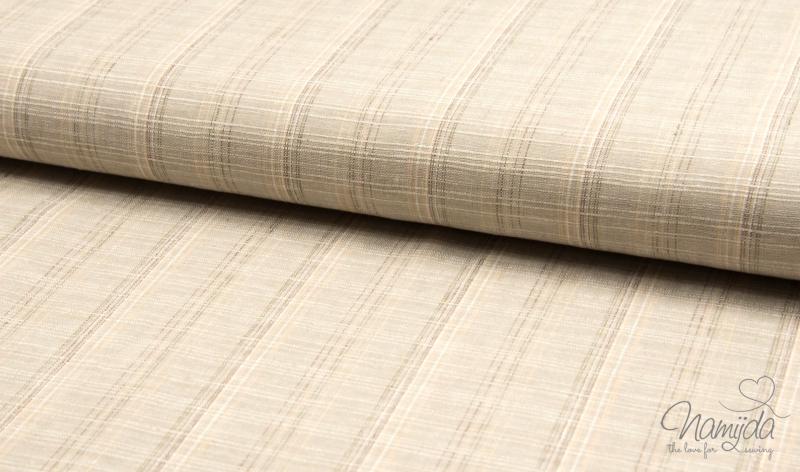 0,5 MTR. ♥ LEINEN/BAUMWOLLE - SQUARE - BEIGE/BRAUN  ♥