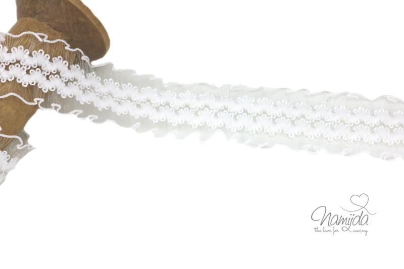 1 MTR. ♥ Elastische Organza Zierspitze - NATUR - 30mm ♥