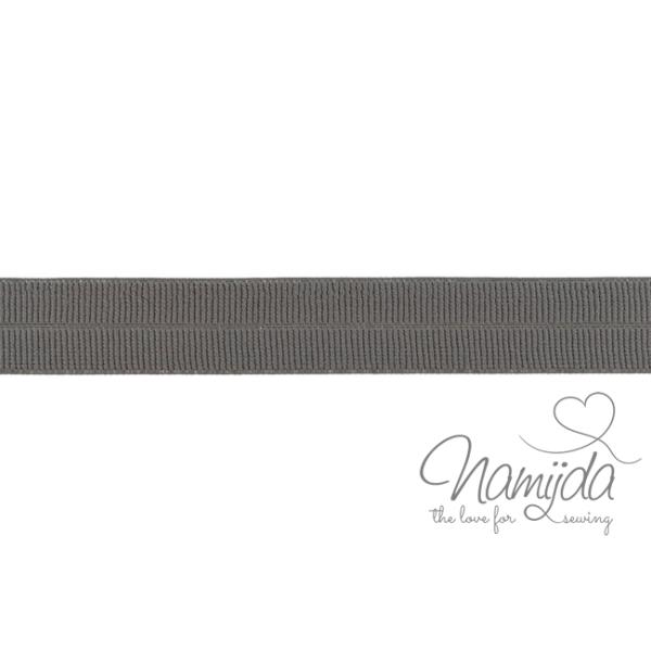 1 MTR. ♥ Elastisches Einfassband MATT - DuNKLES TAUPE - 20mm ♥