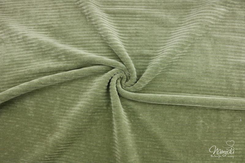 0,5 MTR. ♥ BREITCORD JERSEY - KHAKI - Light - ELASTISCH ♥