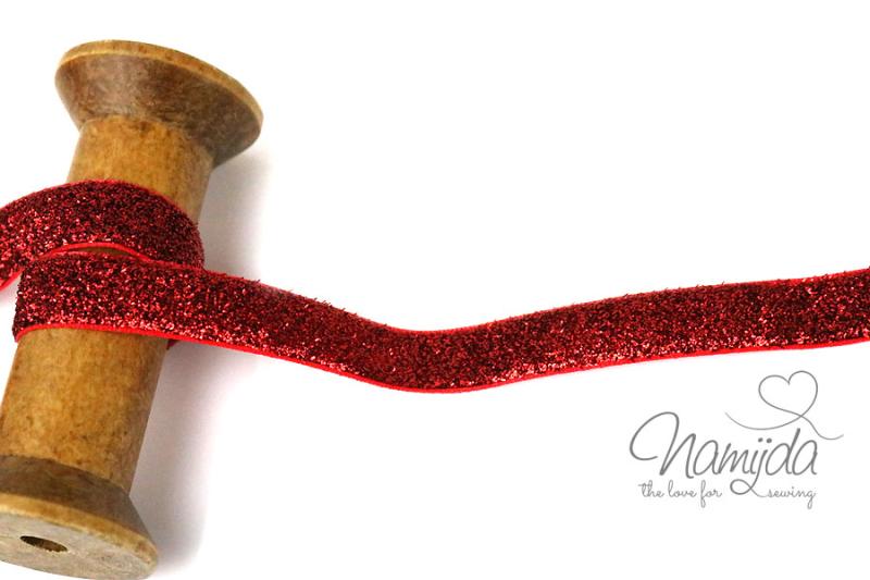 1 MTR. ♥ LUREX GLiTZERBAND ROT - 15mm ♥