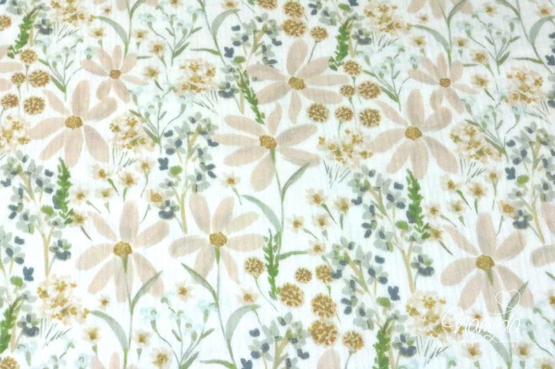 0,5 MTR. ♥ MUSSELIN - PASTELL FLOWERS  ♥