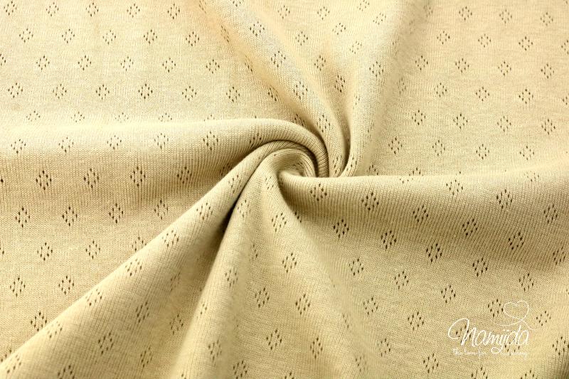 0,5 MTR. ♥ BAUMWOLLJERSEY POINTOILLE Lochstickerrei - BEIGE ♥