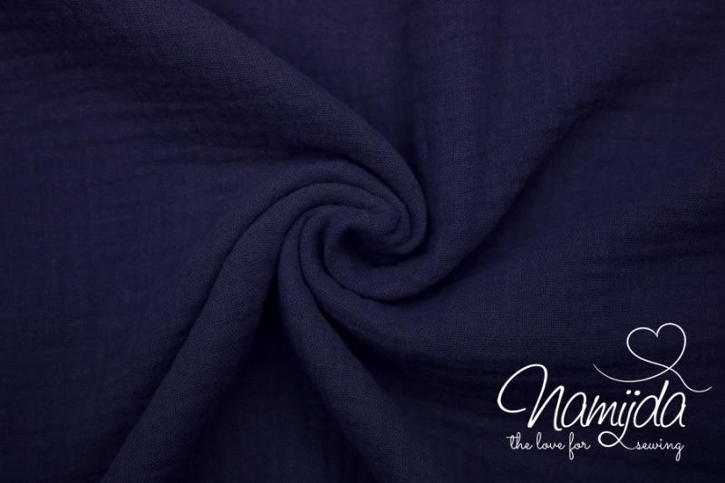 0,5 MTR. ♥ DouBLE GAUZE - Musselin NAVY - Baumwollstoff ♥