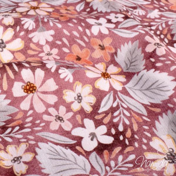 0,5 MTR. ♥ SOFT SWEAT AUTUMN FLOWERS PUDER ♥