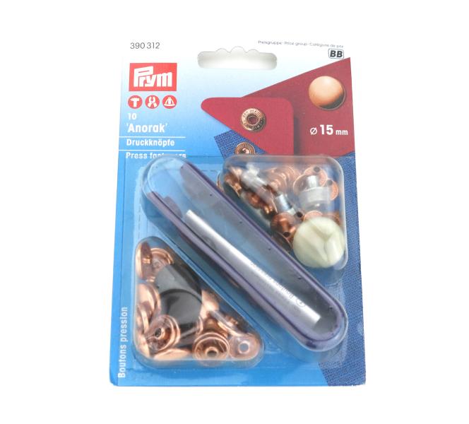 1 Packung - PRYM NÄHFREI DRUCKKNÖPFE ANORAK 15MM ROSEGOLD 390312