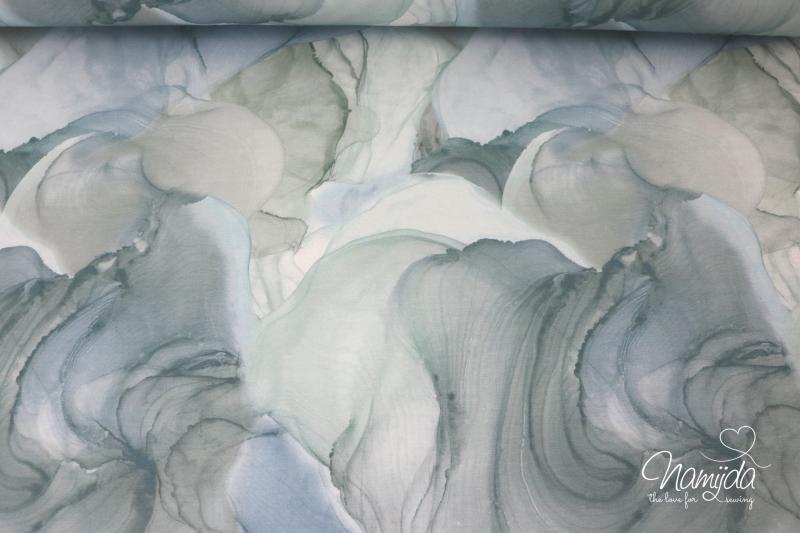 0,5 MTR. ♥ SOFT AQUARELL PAINTING JERSEY - LIGHT BLUE ♥