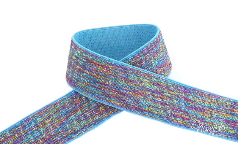 1 MTR. SOFT Glitzer Gummiband 40mm MULTICOLOR