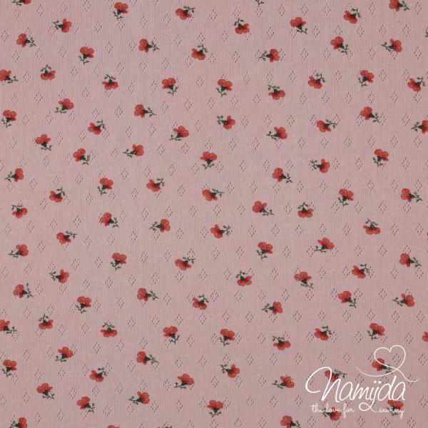 0,5 MTR. ♥ BAUMWOLLJERSEY POINTOILLE FLORES Lochstickerrei ♥