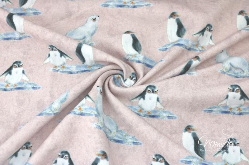 0,5 MTR. ♥ CuTE PINGUINS - RoSE - JERSEY  ♥