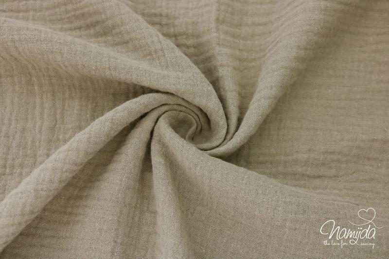 0,5 MTR. ♥ DouBLE GAUZE - Musselin TAUPE - Baumwollstoff ♥