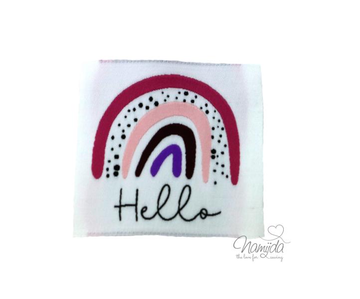 1 STCK. ♥ XL NAMIJDA EP WEBETIKETTEN - Hello RAINBOW - PINK ♥