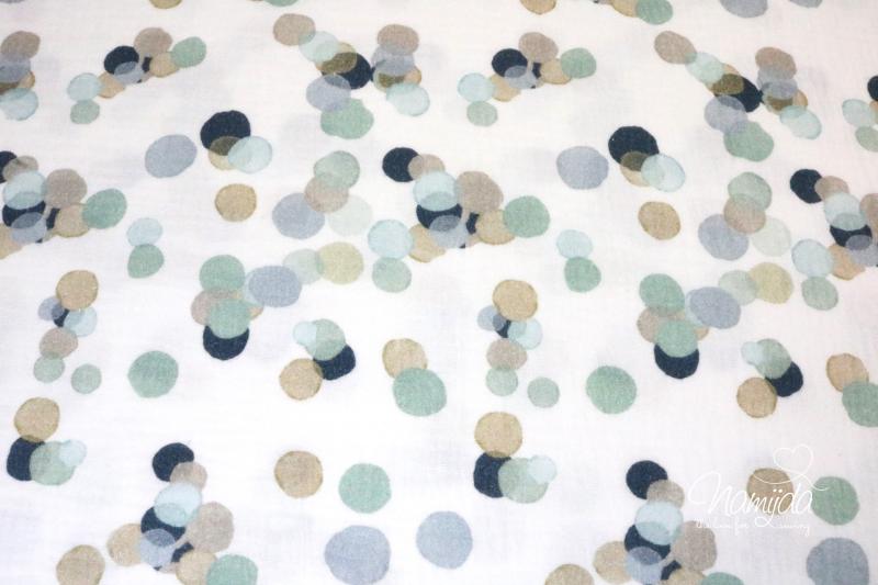 0,5 MTR. ♥ MUSSELIN DOUBLE GAUZE - PASTELL BUBBLE TAUPE/MINT ♥