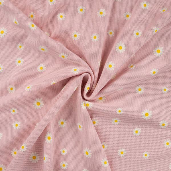 0,5 MTR. ♥ WAFFEL STRICKJERSEY - DAISIES ROSE ♥