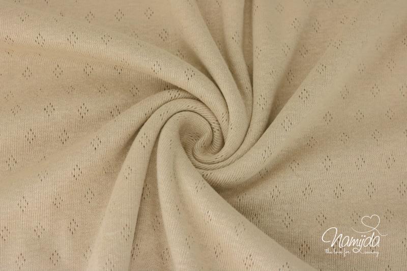 0,5 MTR. ♥ BAUMWOLLJERSEY POINTOILLE Lochstickerrei - TAUPE LIGHT ♥