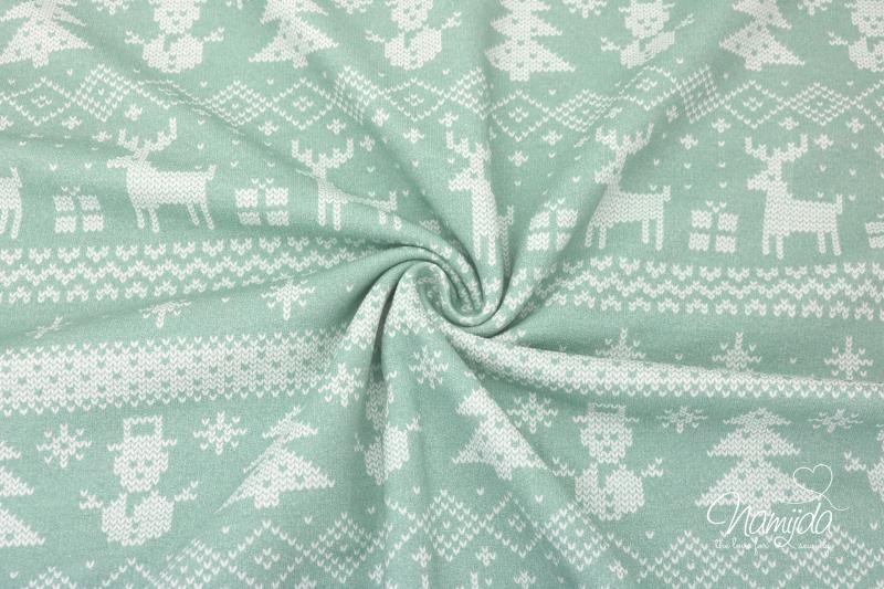 0,5 MTR. ♥ WeiHNACHTSTRAUM  MINT EIGENPRODUKTION - SOFT SWEAT ♥