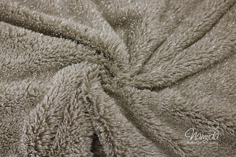 0,5 MTR. ♥ KUSCHELWEICHER LUREX TEDDY TAUPE ♥