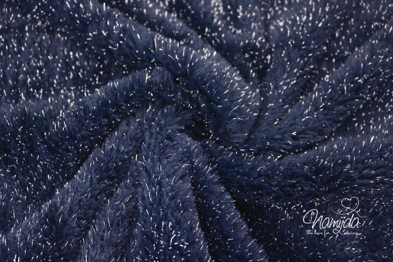 0,5 MTR. ♥ KUSCHELWEICHER LUREX TEDDY NAVY ♥