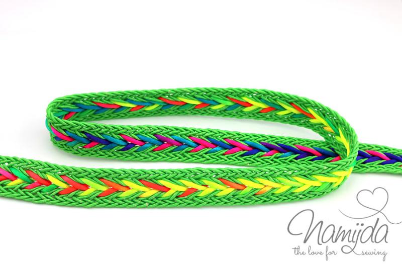 1 MTR. ♥ MuLTICOLOUR ZOPFMuSTER BAND - LIME - 20mm ♥