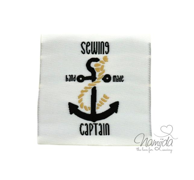 1 STCK. ♥ XL NAMIJDA EP WEBETIKETTEN - SEWING CAPTAIN - WEISS ♥