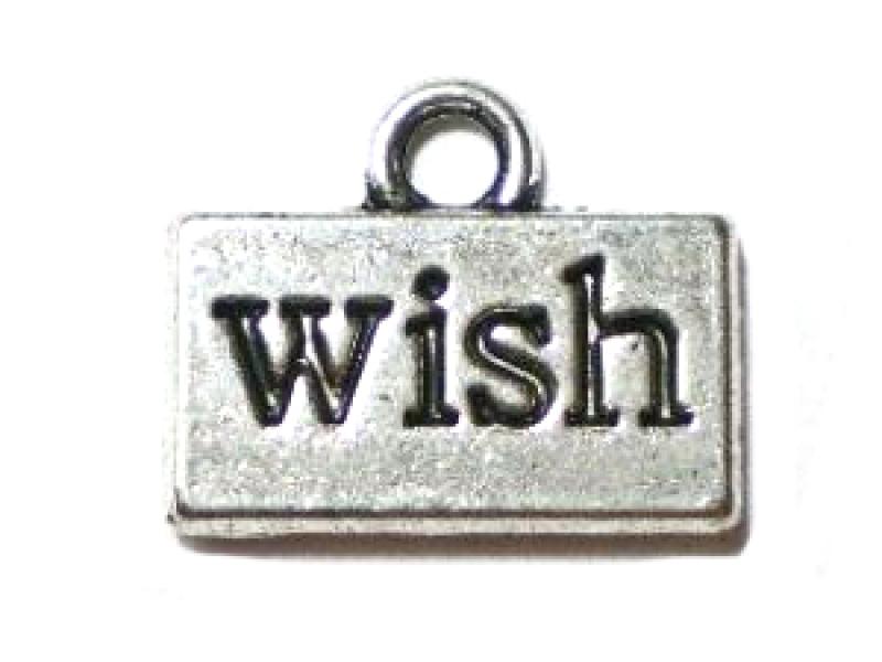 1 Stück - WISH Anhänger  - SILBER - 13x7mm