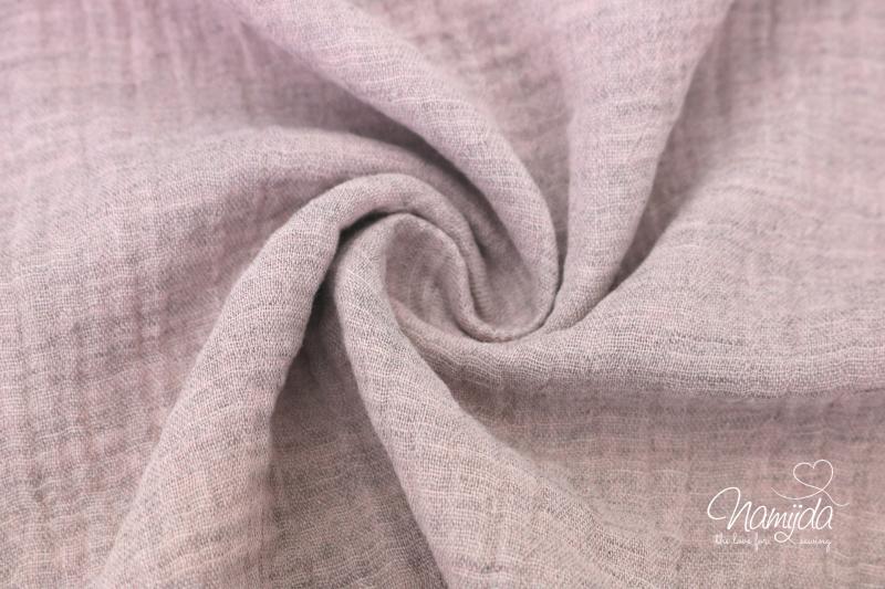 0,5 MTR. ♥ DouBLE GAUZE - Musselin  ROSE/GRAU meliert - Baumwollstoff ♥