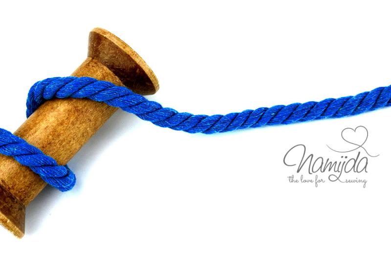 1 MTR. ♥ Gedrehte, weiche Hoodie Kordel - MARINE BLau - 8mm ♥