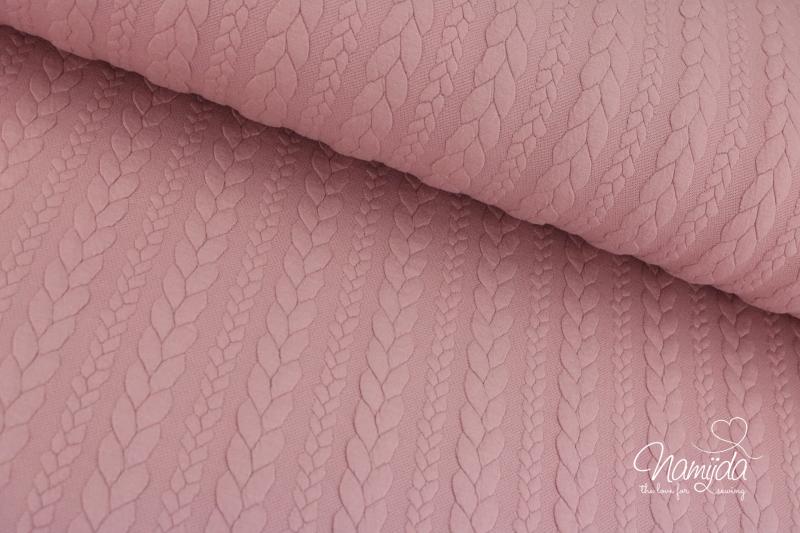 0,50 MTR. ♥ JACQUARD ZOPFMUSTER ROSE ♥