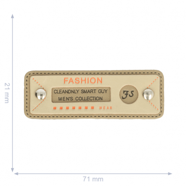 1 Stück - AUFNÄHER/LABEL FASHION 71X21MM BRAUN-BEIGE