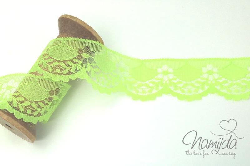 1 MTR. ♥  SPITZENBORTE FLEUR - LIME - 4cm ♥