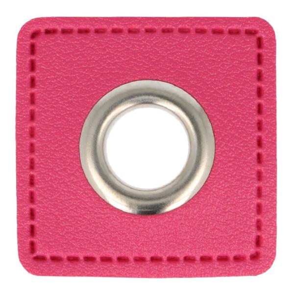 1 STÜCK KuNSTLEDER ÖSEN Patch PINK - 8mm - SILBER