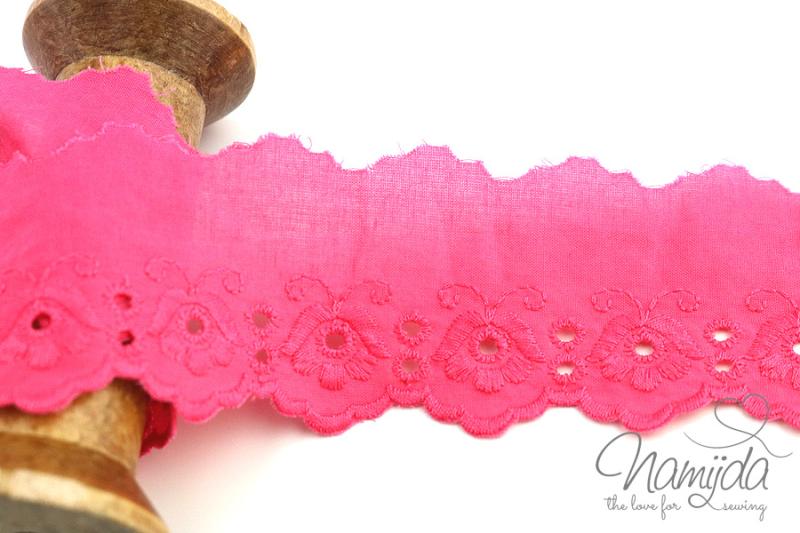 ♥1 Mtr. WäSCHESPITZE BLOOME - PINK  - 5cm ♥