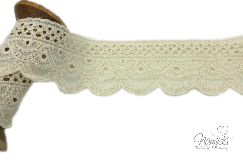 ♥1 Mtr. Wäschespitze CURVED - CREME - 4,2cm ♥