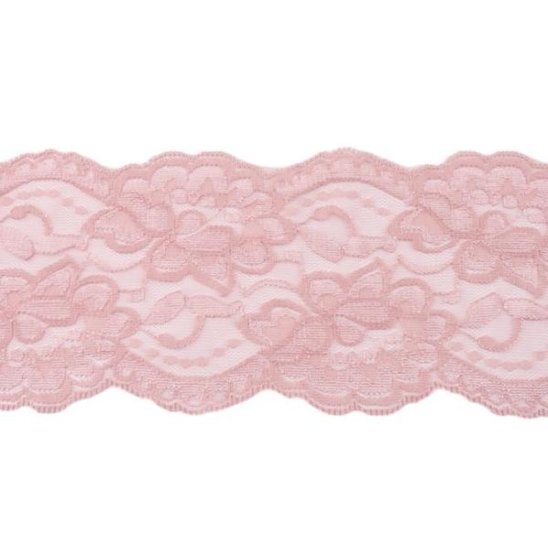 1 MTR. ♥XL Elastische Spitzeborte - ANTIK ROSA - 9,5cm ♥