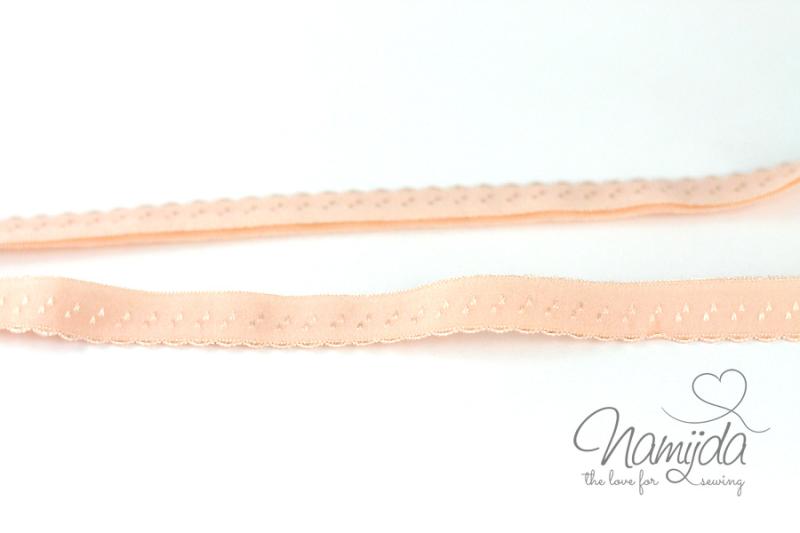 1 MTR. ♥ Elastisches Einfassband -  Schrägband - Apricot ♥