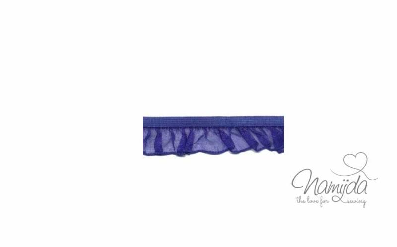 1 MTR. ♥ Elastische Organza Spitze - DUNKELBlau - 19mm - Rüschenband  ♥