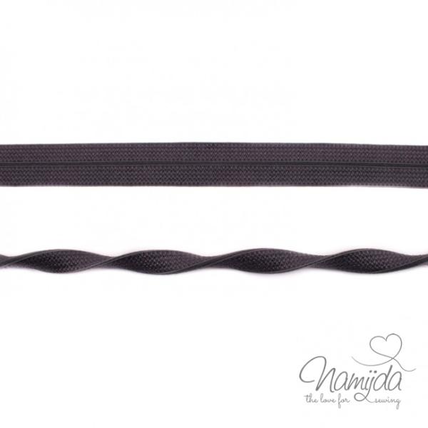 1 MTR. ♥ Elastisches Einfassband JACQUARD - Dunkelgrau - 20mm - Glänzend ♥