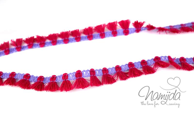 ♥1 Mtr. MiNi Quastenborte FLiEDER/Pink - zweifarbig - 15mm ♥