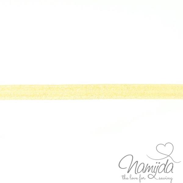 1 MTR. ♥ XL Elastisches Einfassband - GLITTER Gelb - Falzgummi 20mm ♥