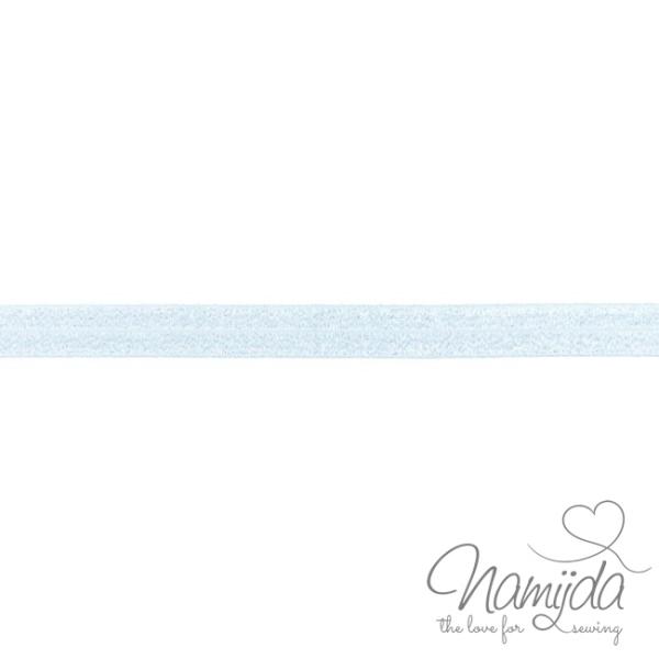 1 MTR. ♥ XL Elastisches Einfassband - GLITTER Hellblau - Falzgummi 20mm ♥