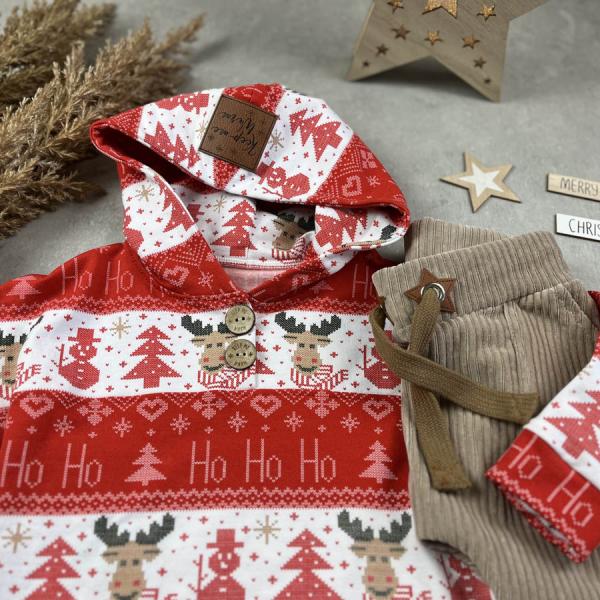 0,5 MTR. ♥ SOFT SWEAT ELCH NIKO WeiHNACHTSTRAUM - ROT - EIGENPRODUKTION  ♥