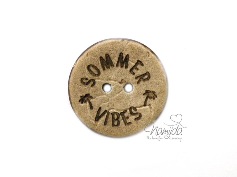 1 Stück ♥ EIGENPRODUKTION KOKOSKNOPF SOMMER VIBES - HOLZKNOPF - 22 mm ♥